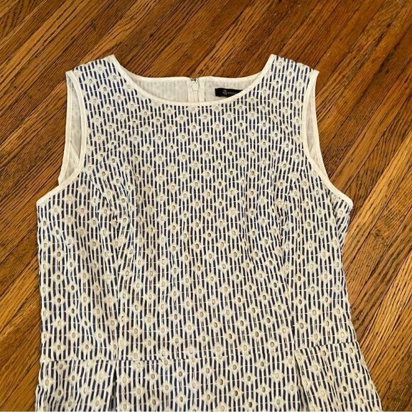 Brooks Brothers blue/white stripe eyelet sleeveless dress - Picture 3 of 6